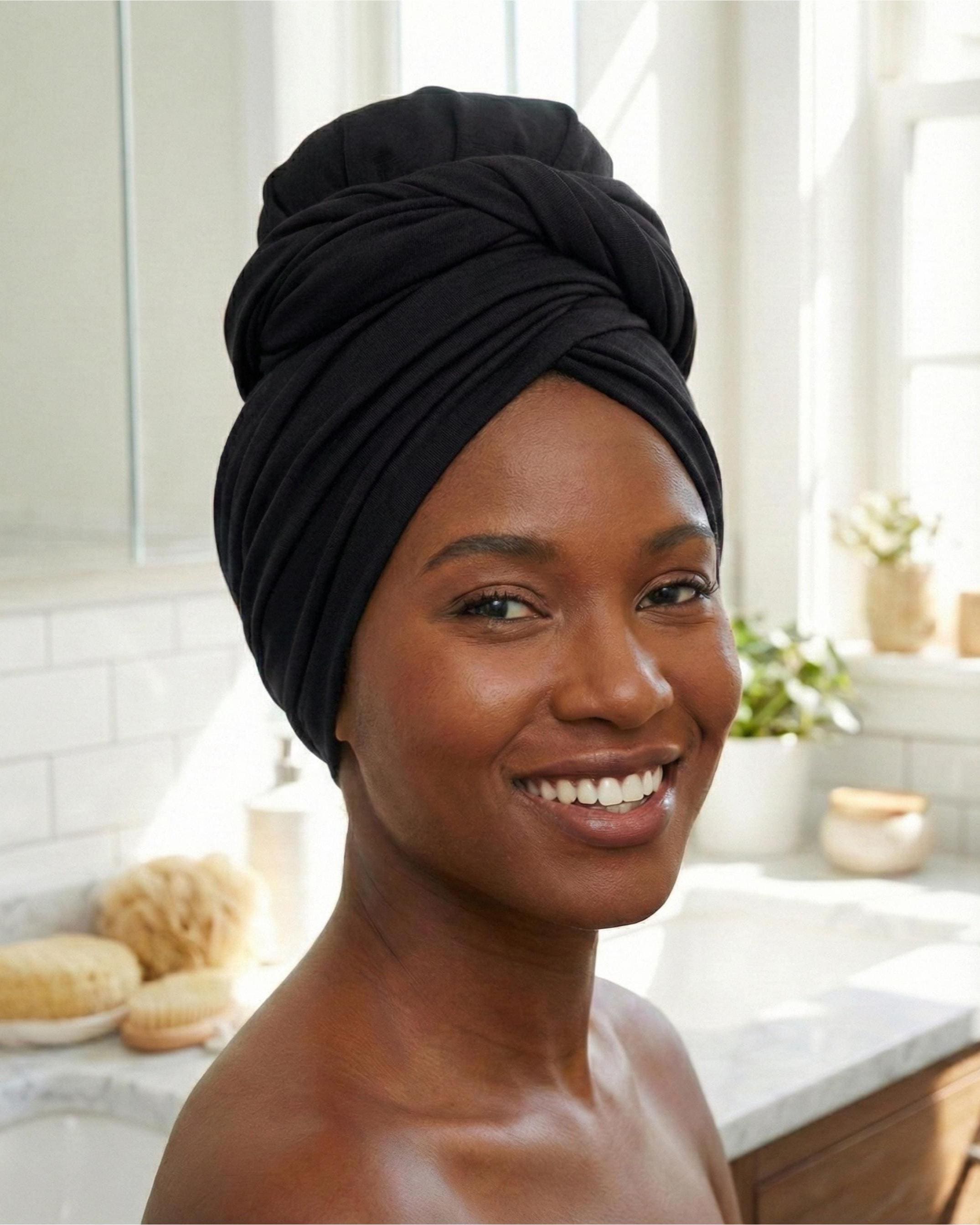 Black Jersey Hijab Turban: Soft Viscose Stretch HeadWrap for Daily Use