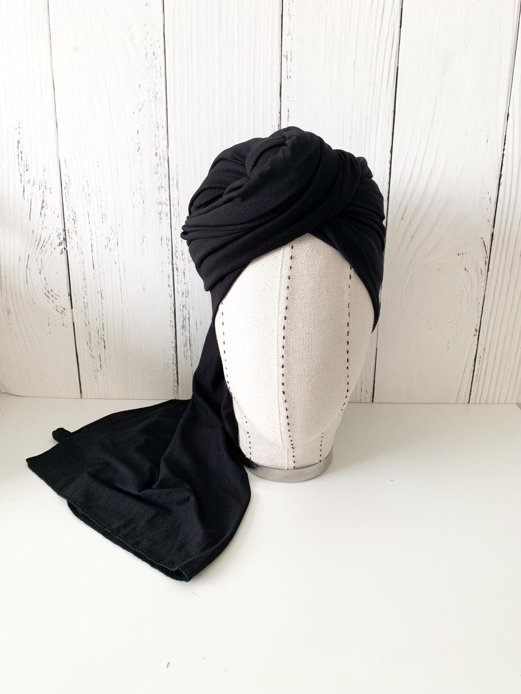 Black Jersey Turban Head Wrap, Soft Black Hijab, Neck Scarfs