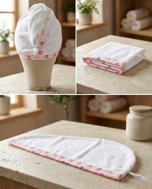 Absorbent Hair Towel Turban – Cherry Printed Turkish Terry Turban Towel