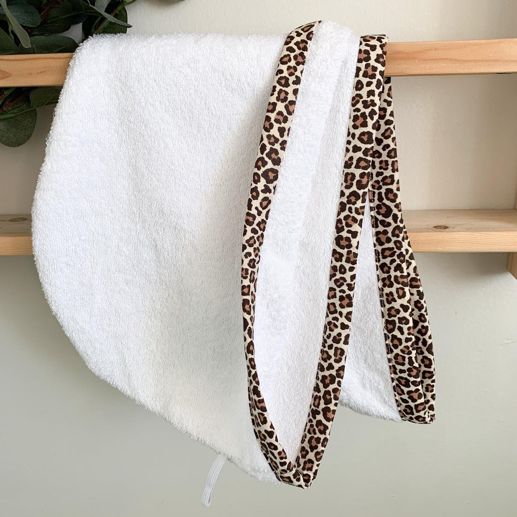 Leopard Print Hair Towel Turban – Quick Dry Turkish Cotton Wrap