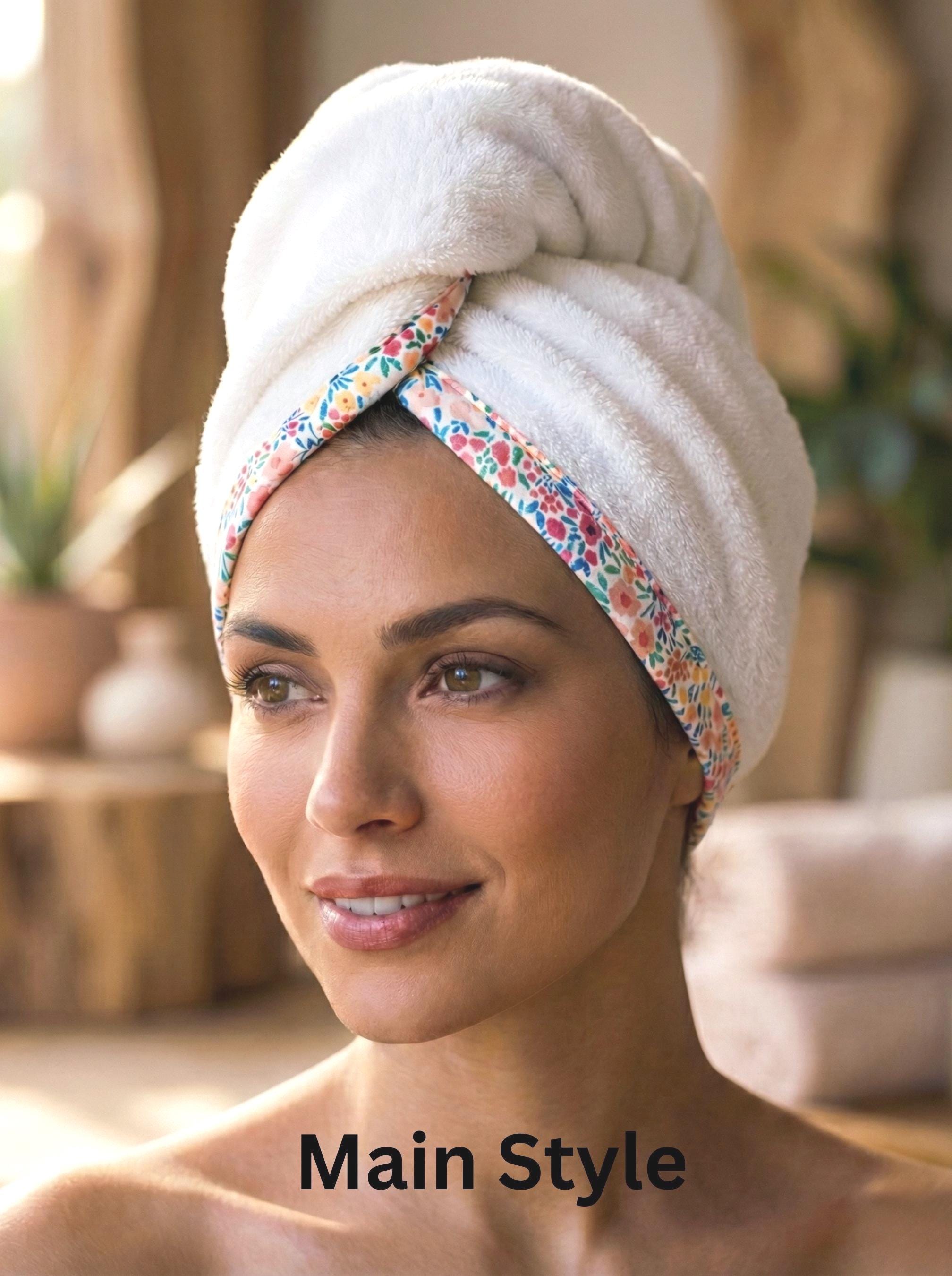 Hair Towel Wrap Quick Dry Turkish Cotton Towel Turban Super Absorbent for Hair Drying, Premium Self Care Gift for Her