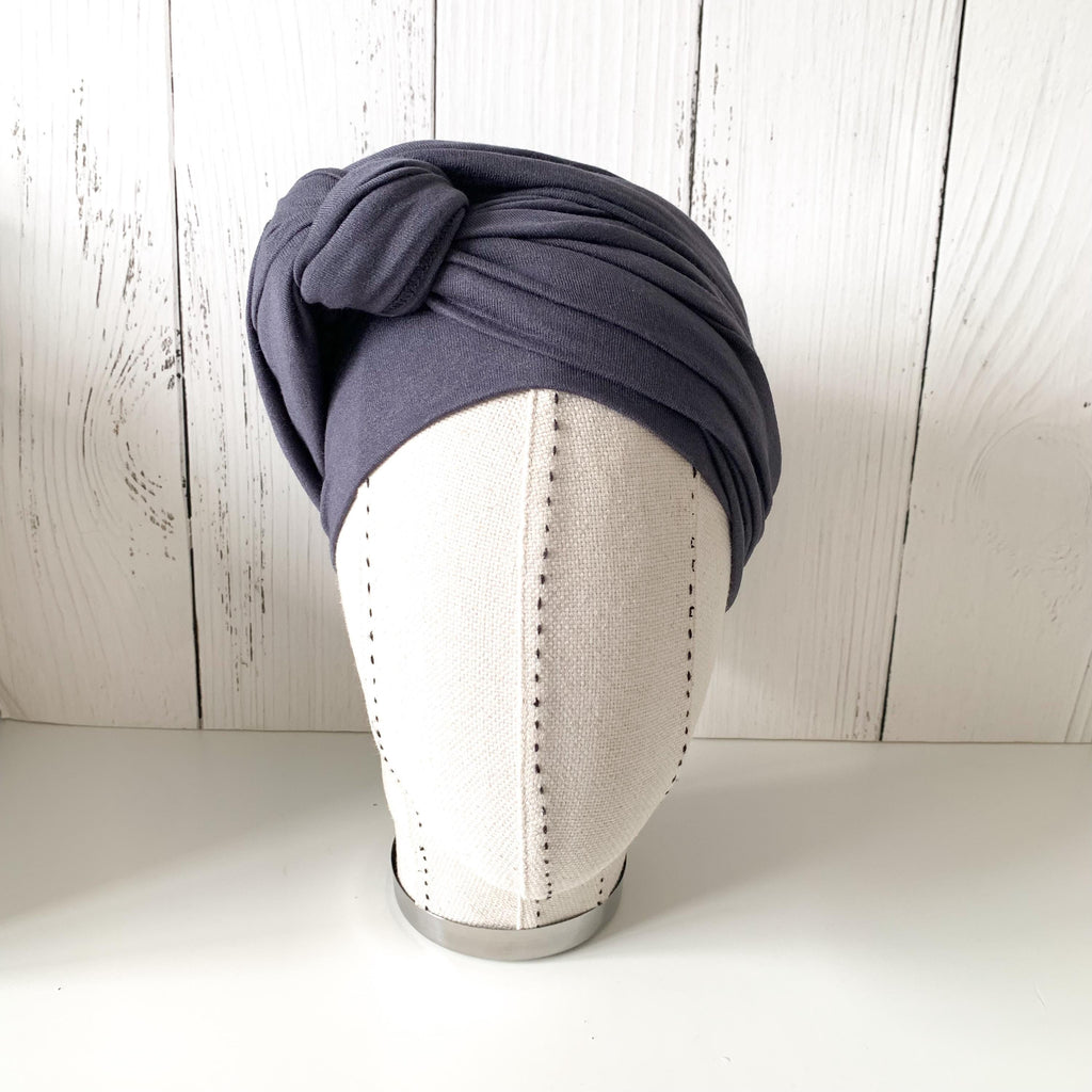 Charcoal Gray Jersey Turban, Women's Twist Headwrap, Soft Neck Scarf - Hijab