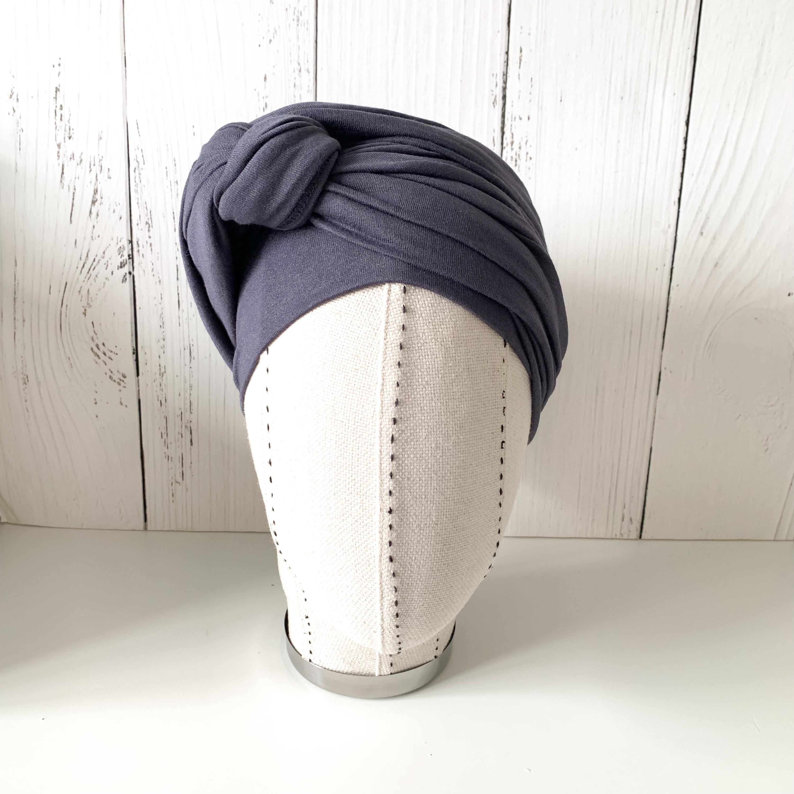 Charcoal Gray Jersey Turban, Women's Twist Headwrap, Soft Neck Scarf - Hijab