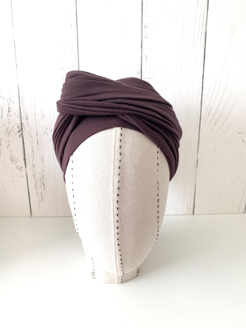 Brown Jersey Women Turban HeadWrap, Women's Neck Scarf, Dark Brown Hijab Shawl