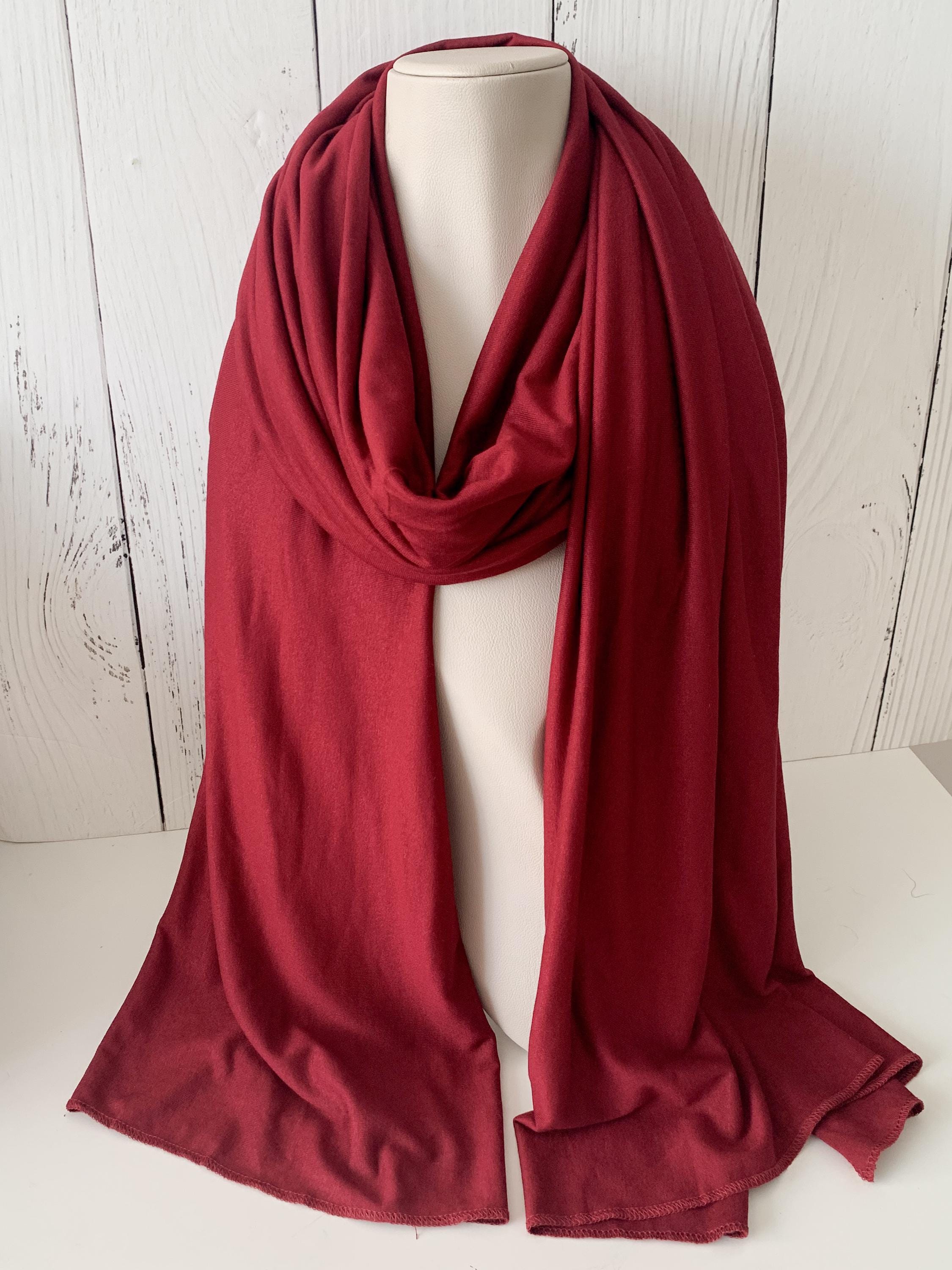 Burgundy Jersey Hijab, Claret Red Twist Turban Headscarf, Breathable Viscose Lycra Headwrap