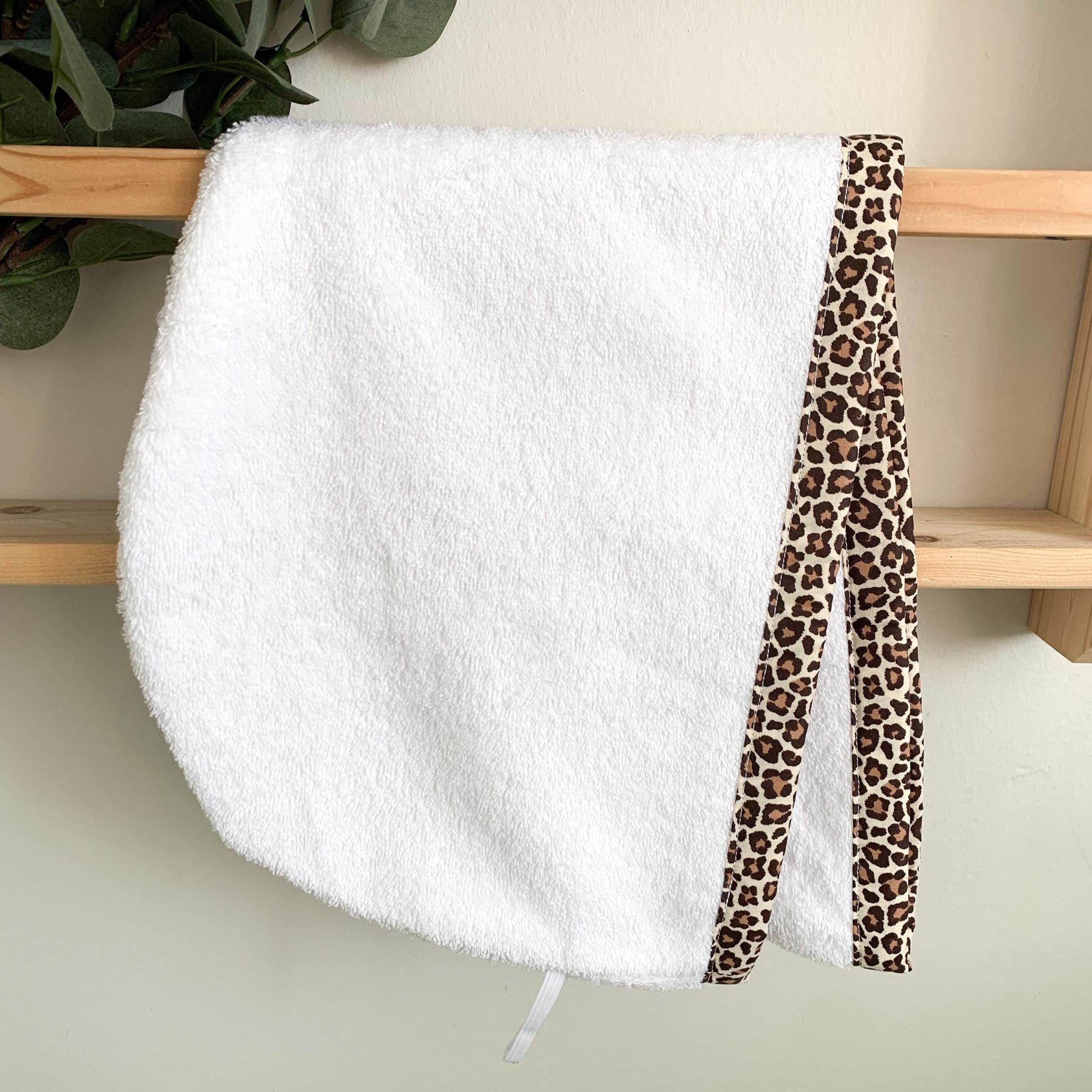 Leopard Print Hair Towel Turban – Quick Dry Turkish Cotton Wrap