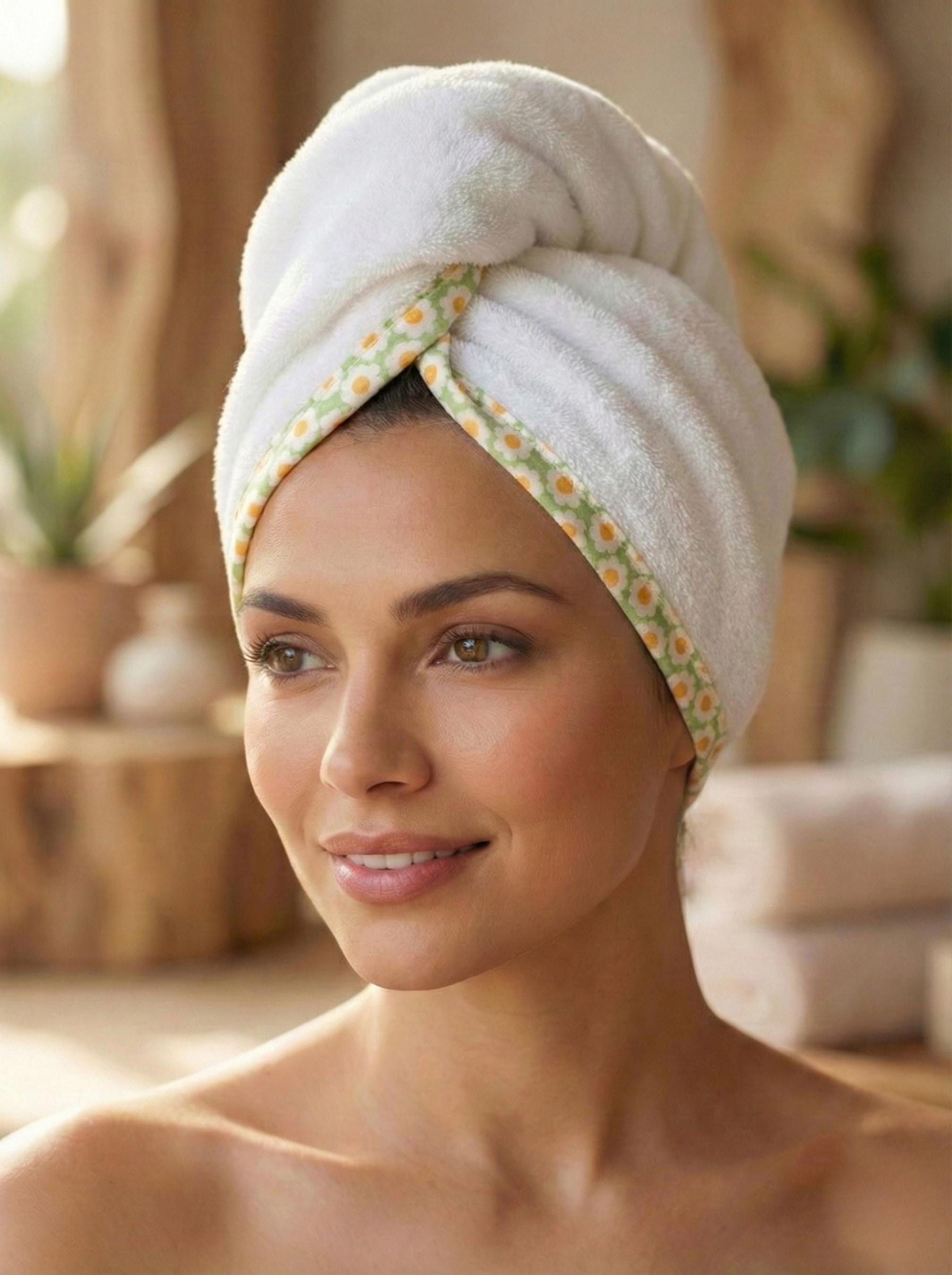 Quick Dry Hair Towel Wrap, Absorbent Hair Turban Towel, 100% Turkish Cotton Terry Headwrap, Spa Gift