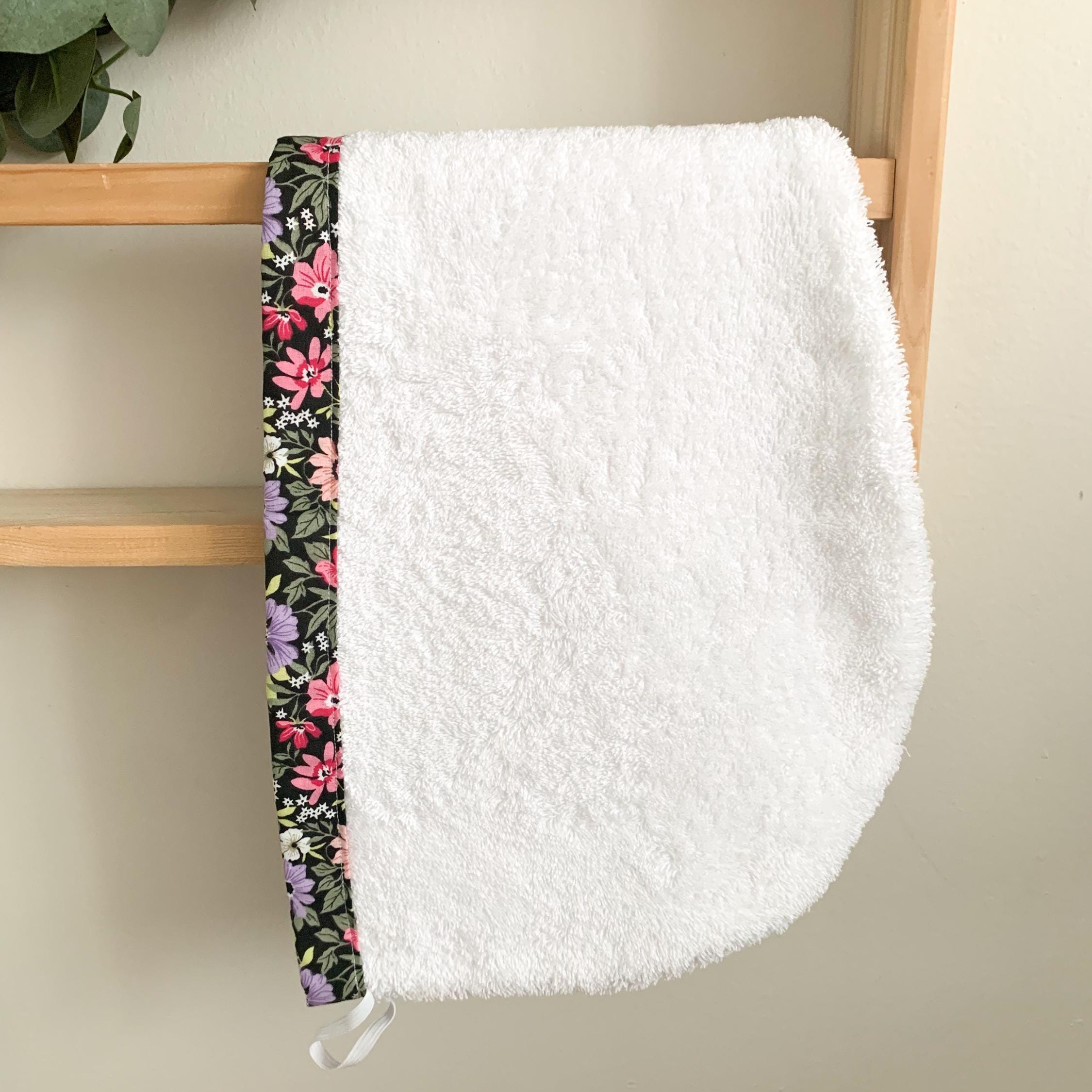 Floral Terry Hair Towel Wrap, Absorbent Cotton Twist Towel Turban